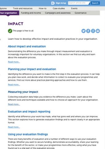 NCVO Guidance on Impact and Evaluation